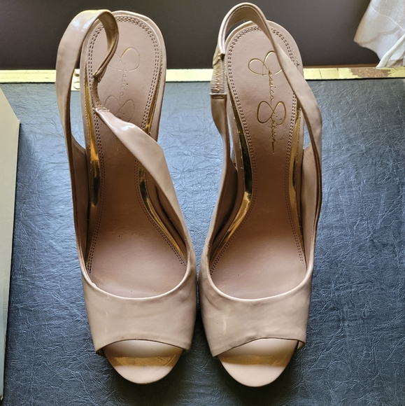 Jessica Simpson French Nude Peep Toe Slingback Stiletto Heel Size 10 - Picture 5 of 13